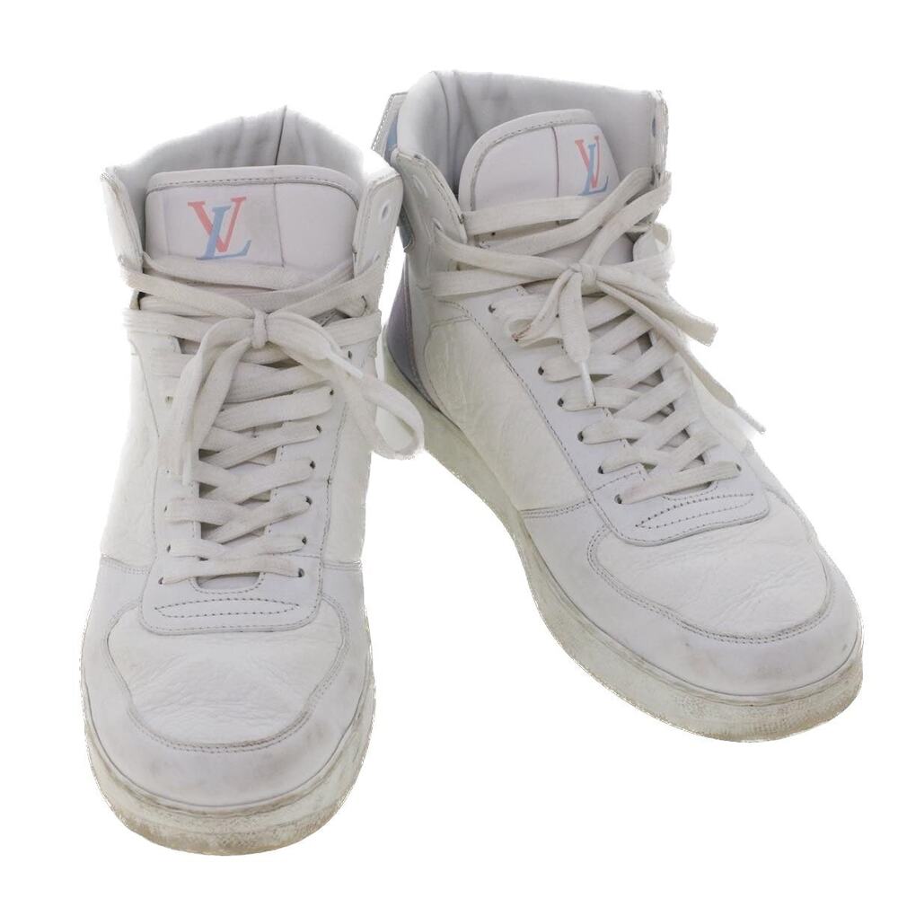 Louis Vuitton Monogram Leather Rivoli Line High Top Sneakers 6 White